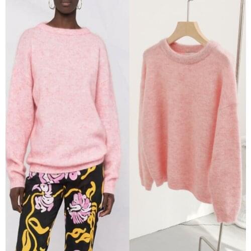 Women Sweater 2020 New New Color Sweater Pink Long-sleeved Loose Pullover Lazy Mohair Sweater Women