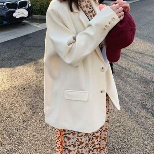 2021 New Autumn Female Style Versatile Pure Beige Thin Suit Jacket Casual Temperament Blazer jaqueta feminina