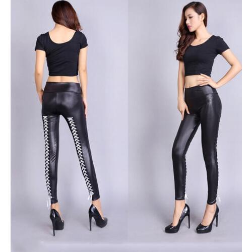 Women Hot Sexy Lingerie Latex Leggings Leather Pants Fishnet Black Hollow Sexy Clubwear Pole Dance Fetish Baby Doll Porn Sex