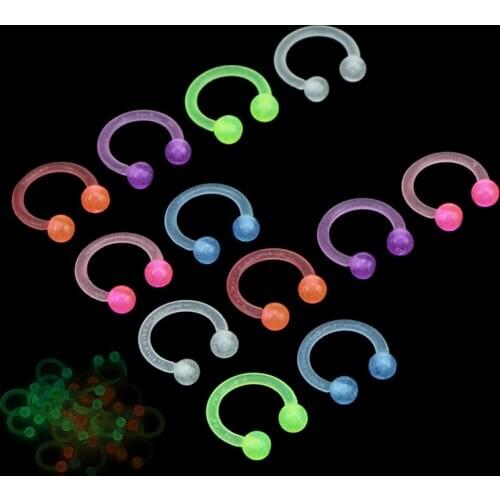 10PCS/20PCS Bar Bell Navel Lip Eyebrow Piercing Body Jewelry Luminous Acrylic Tongue Ring For Women Ear Septum Nipple Piercing