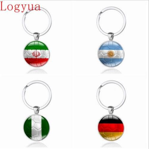 100pcs New 2018 Football Car Keychain Keyring For Russia France Switzerland Iran Nigeria Argentina USA Germany Flags