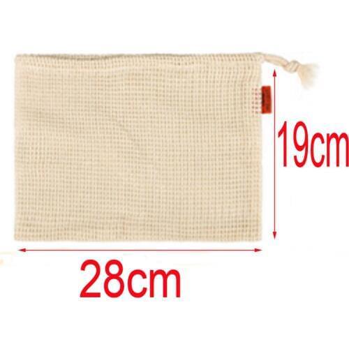 2pcs All cotton environmental protection mesh bag drawstring binding net bag Shopping bag Fruit mesh bag vegetable mesh bag