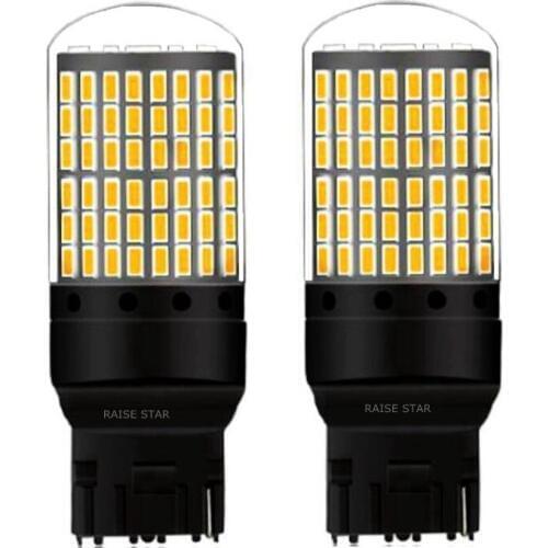 2PCS T20 7440 W21W WY21W Canbus Error Free Super Bright 2000LM LED Auto Brake Lights Car Backup Reverse Lamps Turn Signals Bulb