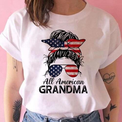 2021 Breathable Women T Shirts All Amemican Grandma ​Design Wholesale T Shirts Kawaii Family Look T Shirt Autumn Clothes