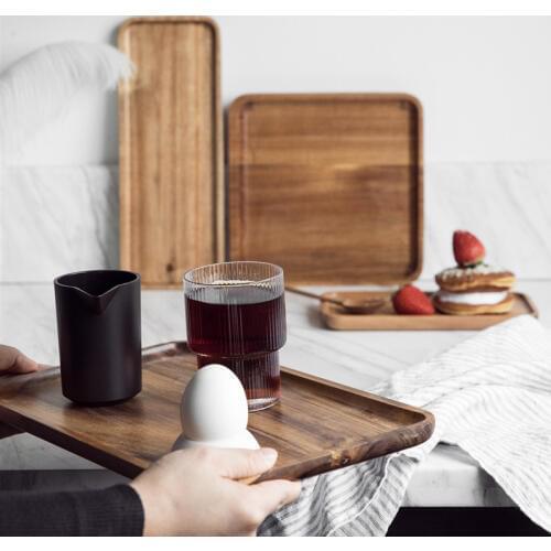 4 Kinds Simple Acacia Wood Pallet Simple Tea Tray Barbecue Cake Plate Household Restaurant Knife Fork Plate Platter Tableware