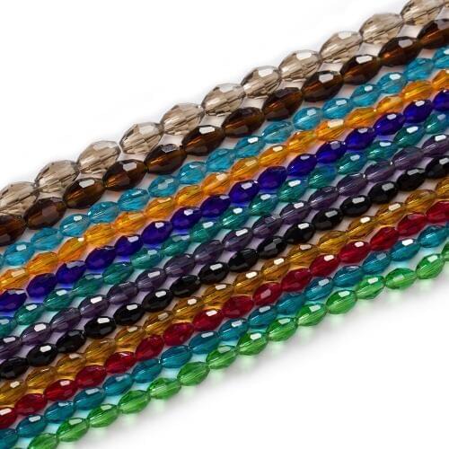 50 Piece Crystal Quartz Faceted Olive Shaped Glass Spacer Beads Jewelry Making Fit Necklace Bracelet Making For Women DIY 6-11mm