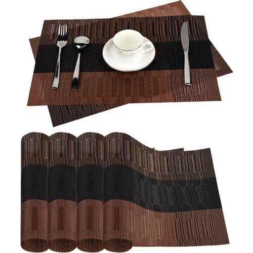 6Pcs/Set PVC Placemat for Table Mat Pad Drink Wine Coasters Bamboo Placemats Dining Table Place Mat Kitchen & Table Linens