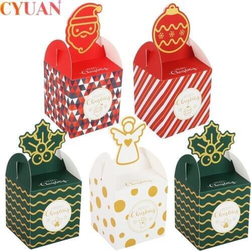 8pcs Christmas Packing Gift Boxes Candy Bags Santa Claus Gift Box Natal 2020 Xmas Gift New Year Eve Party Favors Box Supplies