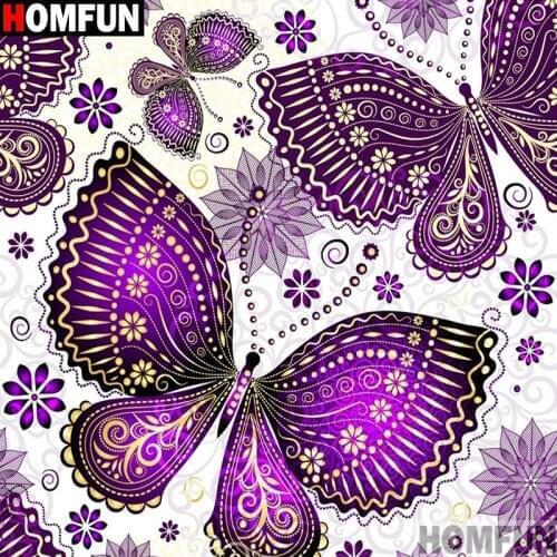 HOMFUN Full Square/Round Drill 5D DIY Diamond Painting "Animal butterfly" 3D Embroidery Cross Stitch 5D Decor Gift A13296