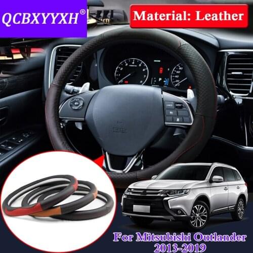 Car Styling PU Leather Steering Wheel Hub Cover For Mitsubishi Outlander 2013-2019 Car Steering Wheel Cover Internal Decoration