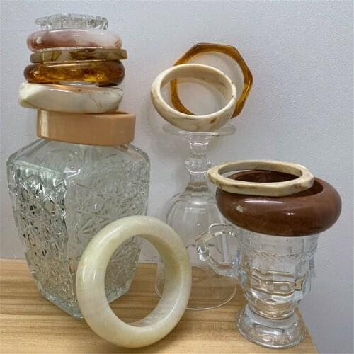 2021 NEW Vintage Multicolor Resin Acrylic Geometric Irregular Square Round Bangle Simple Style Bracelet For Women Jewelery