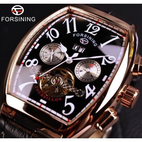 Forsining Date Month Display Rose Gold Case Mens Watches Top Brand Luxury Automatic Watch Montre Homme Clock Men Casual Watch