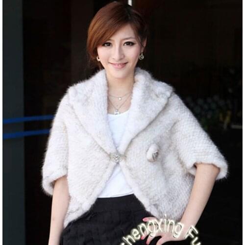 CX-B-M-28 Female Knitted Real Mink Fur Scarf Winter Neck Wrap Women Warmer Fashion Natural Fur Shawl