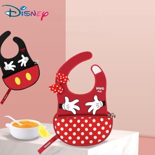 Disney Silica Gel Baby Bibs Multifunction Handbag Toddler Baby Saliva Towel Fit 0-3 Years Old Infant Burp Cloths Feeding New