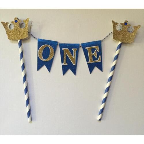 Prince crown Cake Bunting Banners custom age Birthday Cake Decor.kids Party birthday baby shower decor
