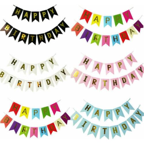 Garland Bunting Birthday Happy Party Banner Hanging Streamer Flags Decoration