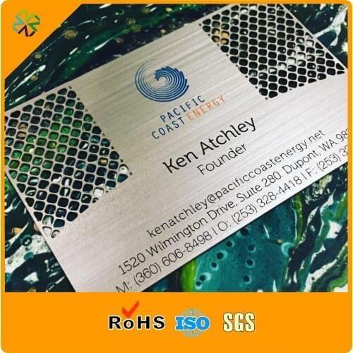China manufacture custom logo engraved bronze color brushed stainless steel metal business card
