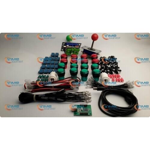 Arcade parts Bundles kit With red & green Joystick + red & green Illuminated buttons Microswitch 2 player USB adaptor for Arcade