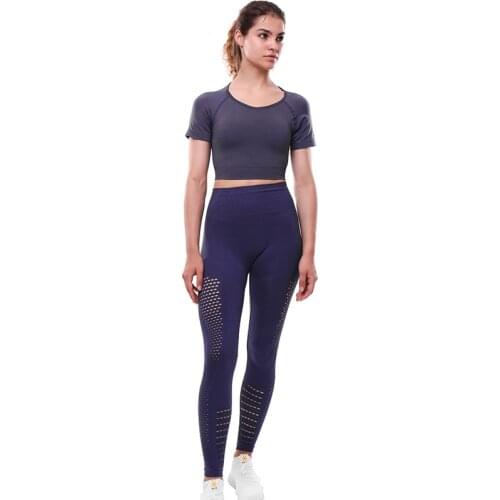 Yoga Sets Women Gym Sports Set Elastic Sports Hight Waist Leggings Sportswear Workout Sets Women Yoga Sets Women Gym Sports Set