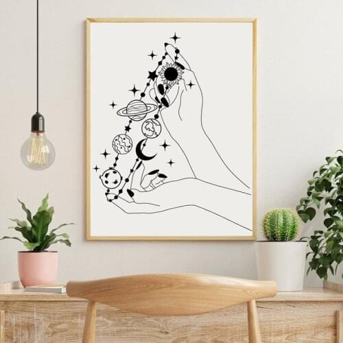 Space Hands Planets Solar System Wall Decal Playroom Galaxy Sun Moon Stars Space Astronomy Wall Sticker Kids Room Bedroom Vinyl