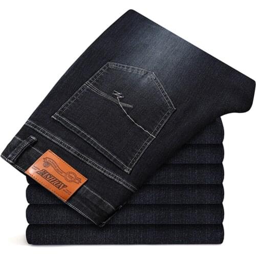 Autumn Winter New MenS Plus Size Jeans Classic Style Korean Loose Straight Thick Denim Trousers Male Brand Stretch Casual Pants