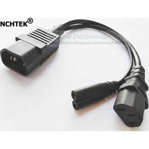 NCHTEK IEC 320 C14 3Pin Male to C13 + C7 Female Power Adapter Cable, Y Type Splitter Power Cord About 30CM/Free Shipping/5PCS