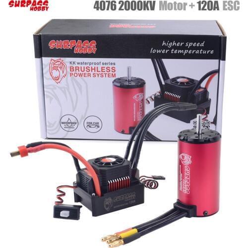NEW SURPASS HOBBY KK Waterproof Combo 4076 2000KV 2250KV Brushless Motor w/ 120A 180A Brushless ESC for 1/8 RC Drift Racing Car