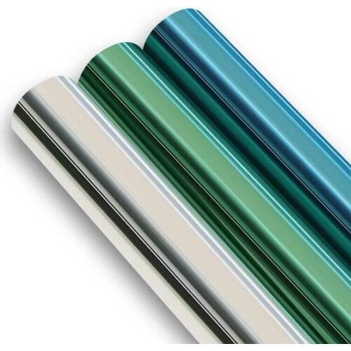 One Way Mirror Window Film Window Tint Privacy Film Vinyl Self-adhesive Reflective Solar Film for Home Blue Silver Glass Sticker