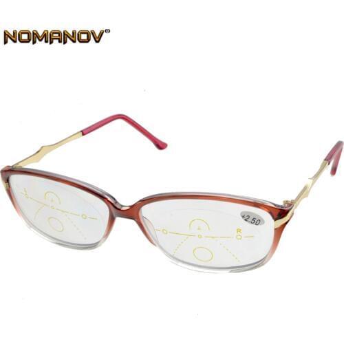 Progressive Multifocal Reading Glasses Full-rim Red Women Glasses Frame See Near And Far TOP 0 ADD +0.75 To +4