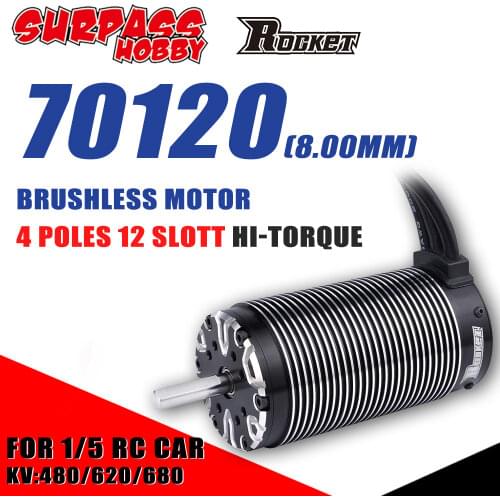 SURPASS HOBBY Rocket 70120 Waterproof Brushless Motor 4 Poles Sensorless Motor Hi-torque 8mm 480KV 620KV for 1/5 RC Car Fpv
