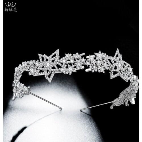 Luxury Star Crystal Bridal Hairbands Women Princess Tiaras Headband Wedding Hair Accessories Prom Party Jewelry Hair Ornaments