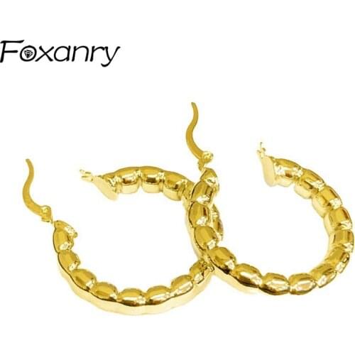 Foxanry Prevent Allergy 925 Sterling Silver Hoop Earrings INS Fashion Elegant Design Simple Twist Circle Party Jewelry for Women