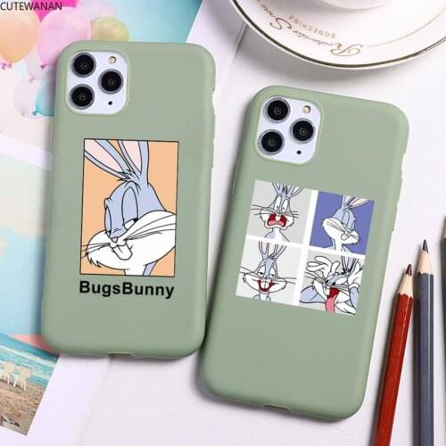 Cute bunny Phone Case For iphone 12 11 Pro Max Mini XS 8 7 6 6S Plus X SE 2020 XR Candy green Silicone cover