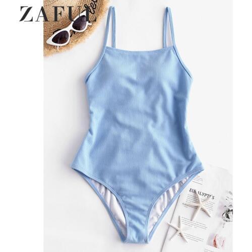 ZAFUL Lace Up One-Piece Swimsuit Cutout Bandage Sexy Bodysuit High Cut Bikini Monokini 2021 Ladies Beach Bathing Suit Swimwear