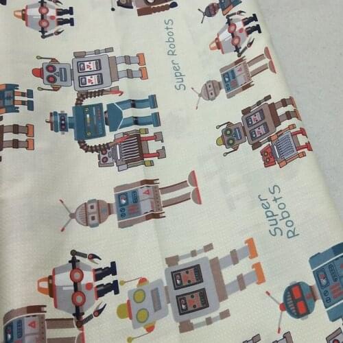 100% Cotton viaPhil Brand Cartoon Robot Family Printed Fabric Patchwork Cloth Dress Home Decor 50x160cm