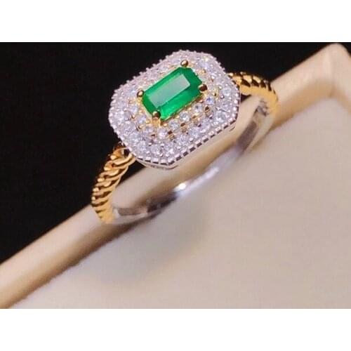 CoLife Jewelry Vintage Emerald Ring for Engagement 3mm*5mm Natutal Emerald Silver Ring 925 Silver Emerald Jewelry