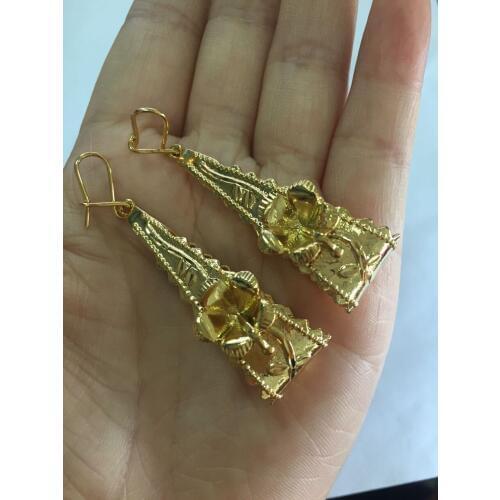 Vintage 2018 New Trendy flower Arab/Africa/America Earrings for Womens,Gold Color Bling Hanging Earrings Jewelry Africa Gift