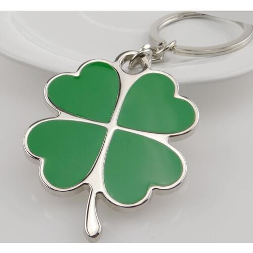 High Quality Green Leaf Clover Keychain Fashion Beautiful Oil Four Leaf Clover Lucky Key Chain Jewelry