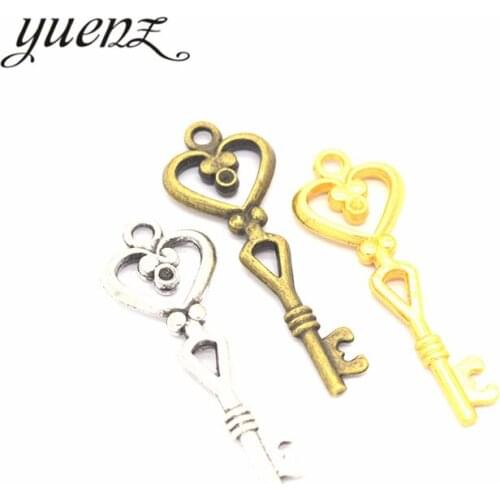 YuenZ 10 pcs 3 colour Antique silver color key Charms Pendants For Necklace Bracelet Jewelry Making DIY Handmade 41*15mm O208