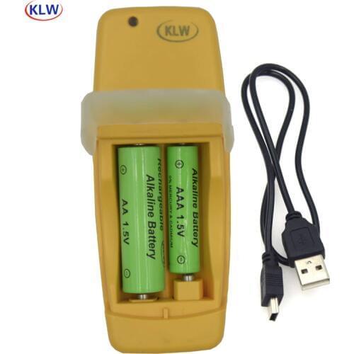 2 slots Smart USB Battery Charger for Rechargeable Alkaline AA AAA AAAA 1.5V Battery mini fashion yellow charger LED display