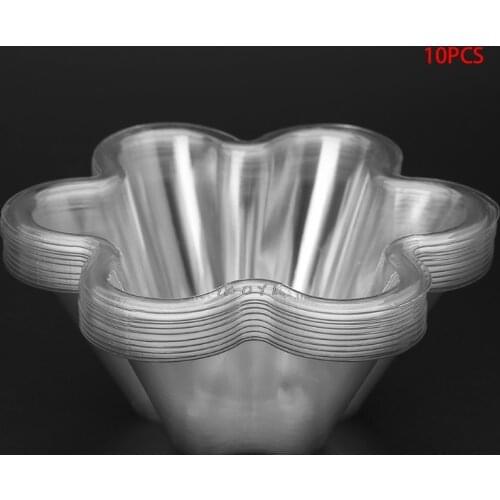 10Pcs Disposable Plastic Transparent Ice Cream Soup Candy Salad Plum Blossom Shape Kitchen Ice Cream Bowl Kitchen New