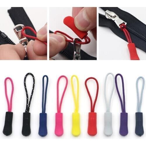 10Pcs Zip Cord Tab Replacement Clip Zipper Pull Puller End Fit Rope Tag Fixer Broken Buckle Travel Bag Suitcase Tent Backpack
