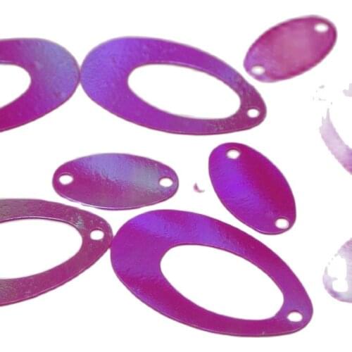 1000 Hot Pink AB Flat Hollow Oval Loose sequins Paillettes 14X22mm Top Hole