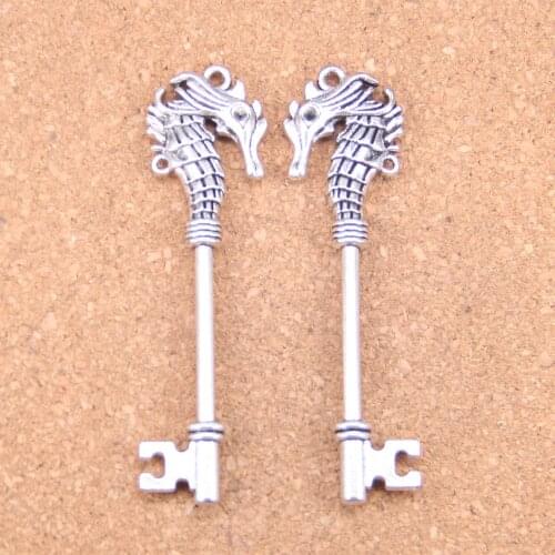 4pcs Charms hippocampus vintage skeleton key 72x20mm Antique Pendants,Vintage Tibetan Silver Jewelry,DIY for bracelet necklace