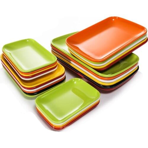 2pcs Colorful Melamine Rectangular Dish Sausage Powder Plastic Fast Food Restaurant Barbecue Dish Porcelainous Cold Dish