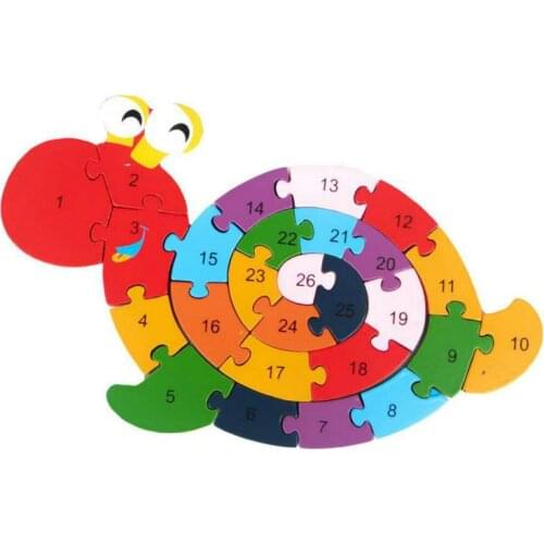 26 Letters Educational Toys Brain Game Children Winding Snail Figure Wood 3D Puzzle Brinquedo Madeira Kids Christmas Gifts