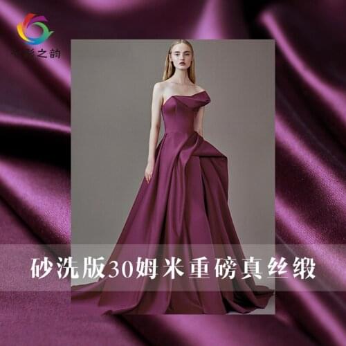 30momme wine red sand washing thicken 100% satin silk garment materials Chinese dress DIY clothes fabrics Freeshipping