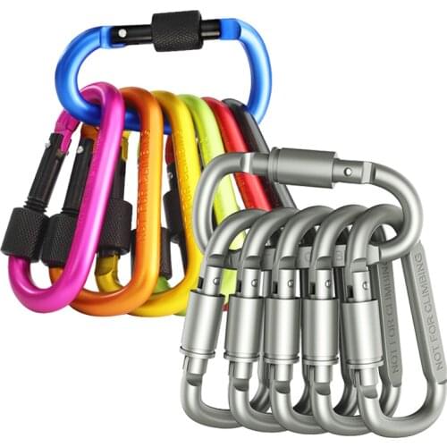 4pcs 8 Color available carabiner climbing 8cm locking type d quickdraw carabiner buckle hanging aluminum nut backpack buckle GYH