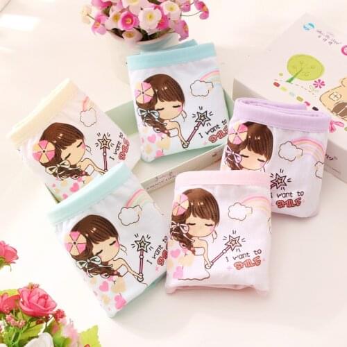 4PCS New Childrens Underpant Panties Cotton Big Girls Underwears Cartoon Printed Thong Panties Kids Briefs 4-12yrs Wholesale