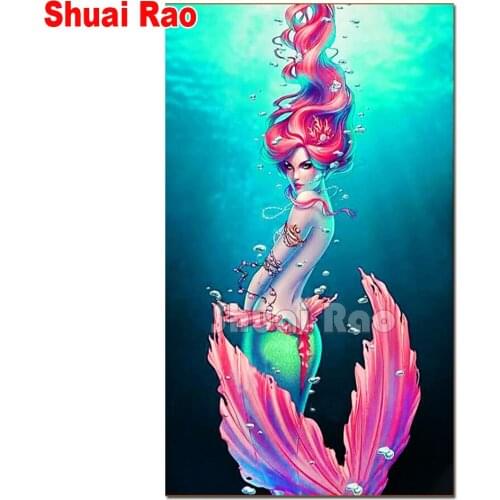 5d diamond painting Mermaid angel 3d Picture diamond mosaic square round diamond Romantic cartoon fairy embroidery Wall Art